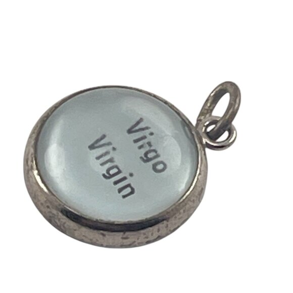 Virgo Zodiac Pendant Charm Glass Bubble Blue Sterling Enamel Astrology Jewelry S - Picture 4 of 6